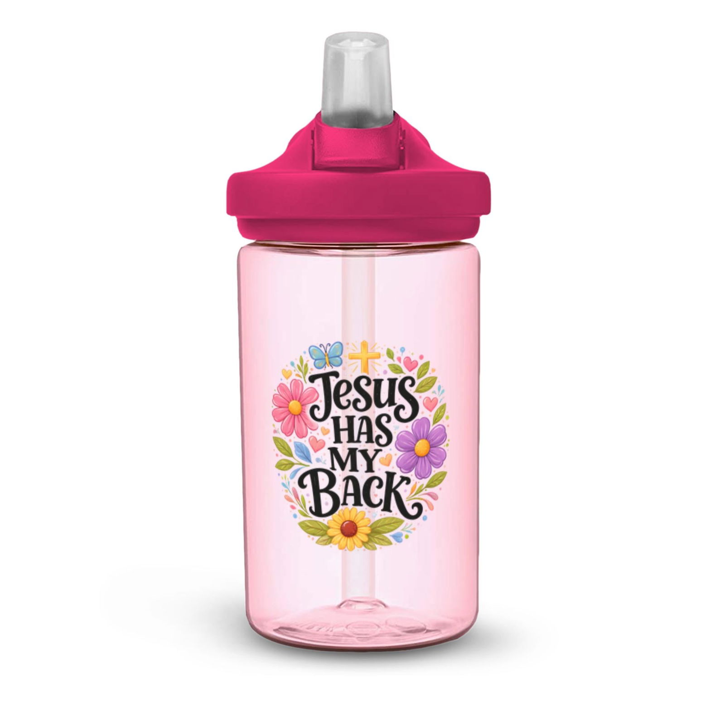 Jesus Has My Back Christian Kids Water Bottle - ClaimedbyGodDesigns