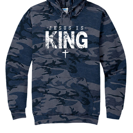 Jesus Is King Unisex Christian Camo Pullover Hooded Sweatshirt - ClaimedbyGodDesigns
