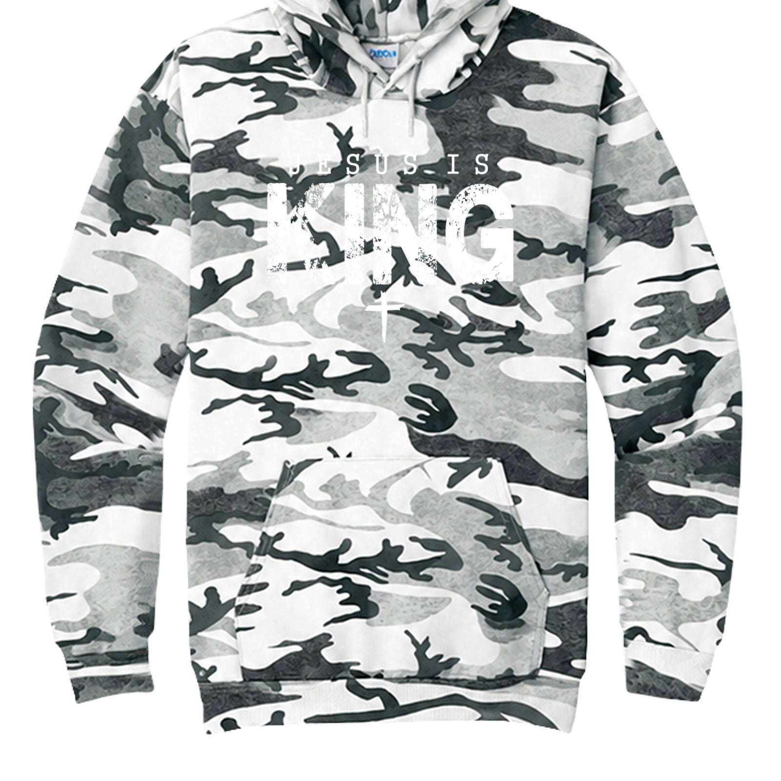 Jesus Is King Unisex Christian Camo Pullover Hooded Sweatshirt - ClaimedbyGodDesigns