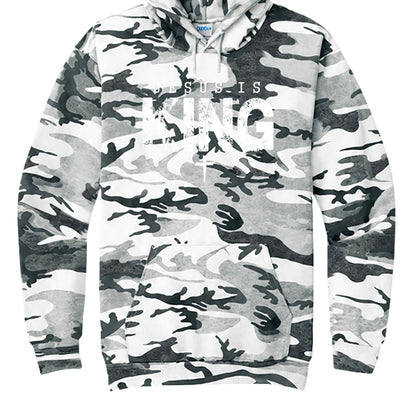 Jesus Is King Unisex Christian Camo Pullover Hooded Sweatshirt - ClaimedbyGodDesigns