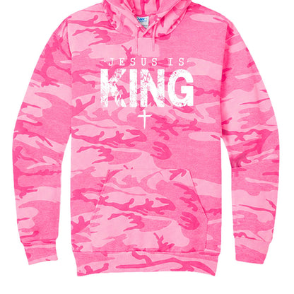 Jesus Is King Unisex Christian Camo Pullover Hooded Sweatshirt - ClaimedbyGodDesigns