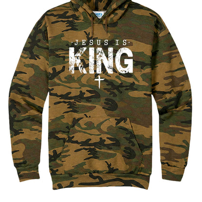 Jesus Is King Unisex Christian Camo Pullover Hooded Sweatshirt - ClaimedbyGodDesigns