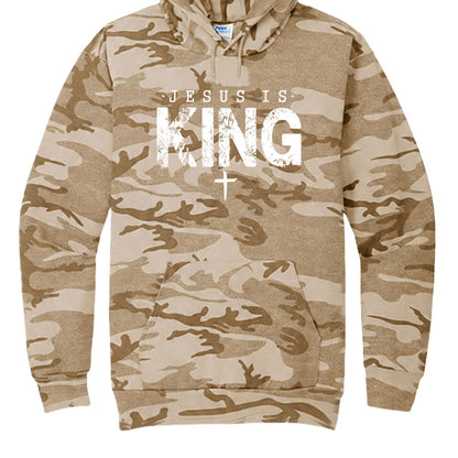Jesus Is King Unisex Christian Camo Pullover Hooded Sweatshirt - ClaimedbyGodDesigns