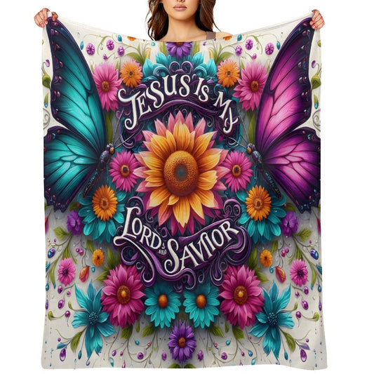 Jesus Is My Lord And Savior Christian Flannel Throw Blanket - ClaimedbyGodDesigns
