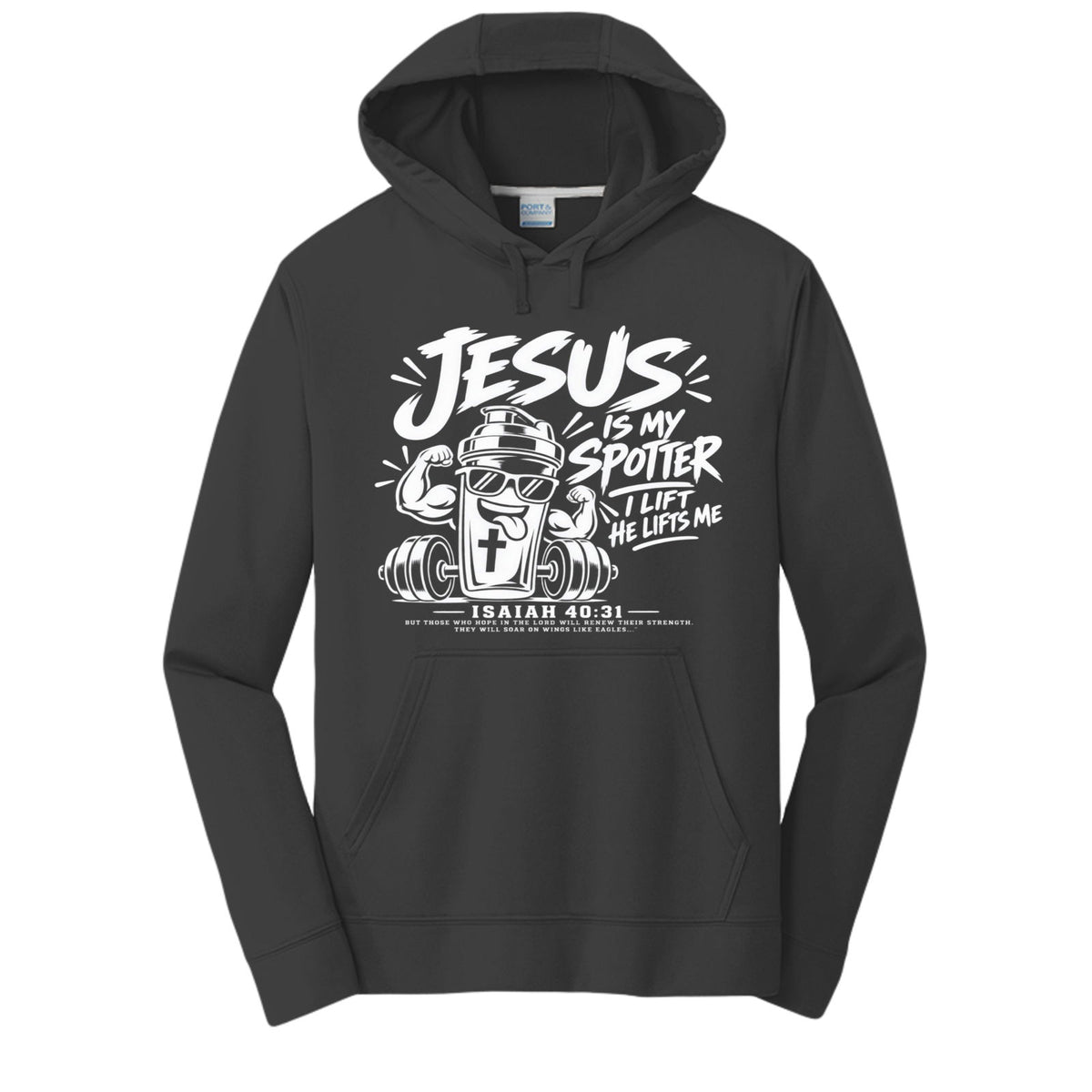 Jesus Is My Spotter Unisex Christian Gym Hooded Sweatshirt | Isaiah 40:31 - Claimed by God Designs