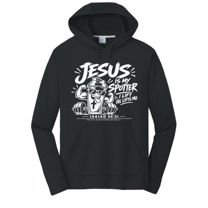 Jesus Is My Spotter Unisex Christian Gym Hooded Sweatshirt | Isaiah 40:31 - Claimed by God Designs