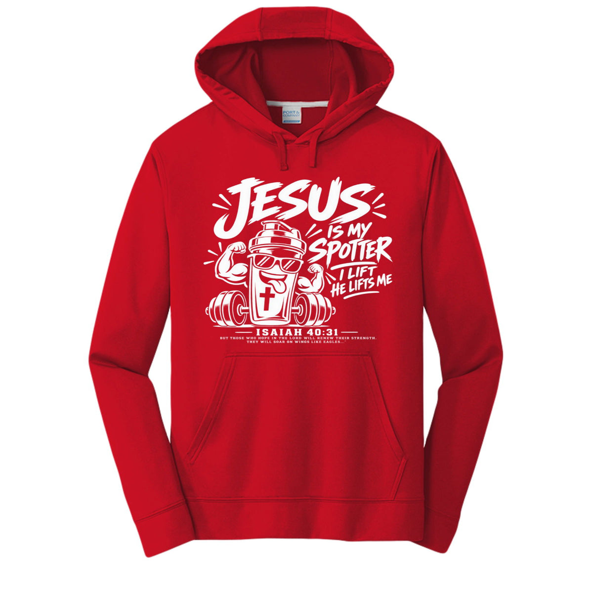 Jesus Is My Spotter Unisex Christian Gym Hooded Sweatshirt | Isaiah 40:31 - Claimed by God Designs
