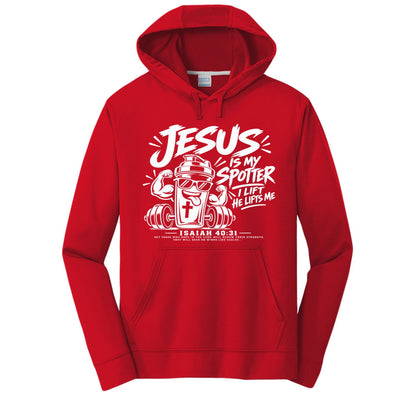 Jesus Is My Spotter Unisex Christian Gym Hooded Sweatshirt | Isaiah 40:31 - Claimed by God Designs