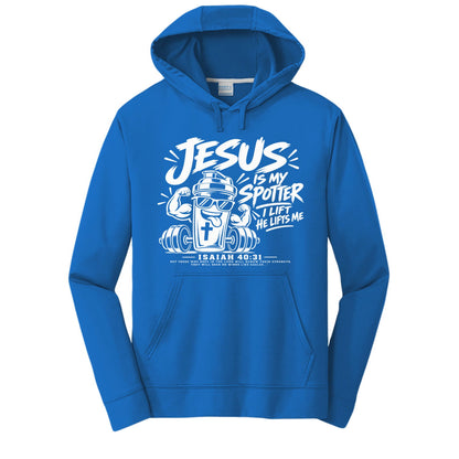 Jesus Is My Spotter Unisex Christian Gym Hooded Sweatshirt | Isaiah 40:31 - Claimed by God Designs