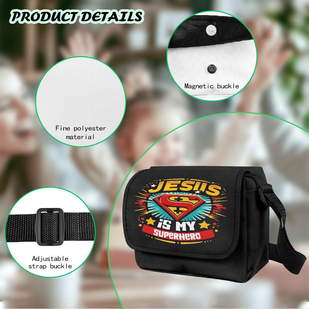 Jesus Is My Superhero Christian Kids Flap Crossbody Bag - ClaimedbyGodDesigns