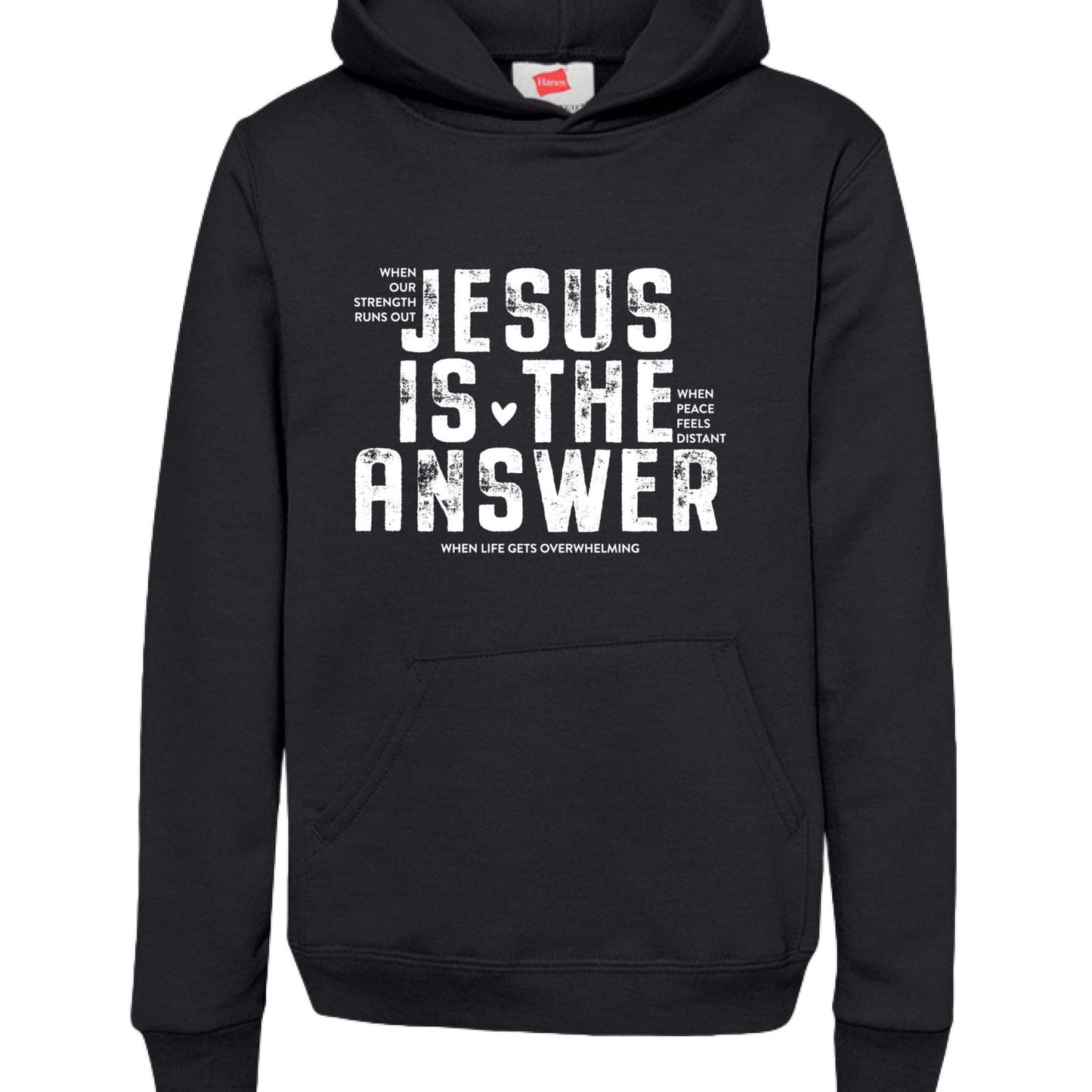 Jesus Is The Answer Youth Christian Pullover Hooded Sweatshirt - ClaimedbyGodDesigns