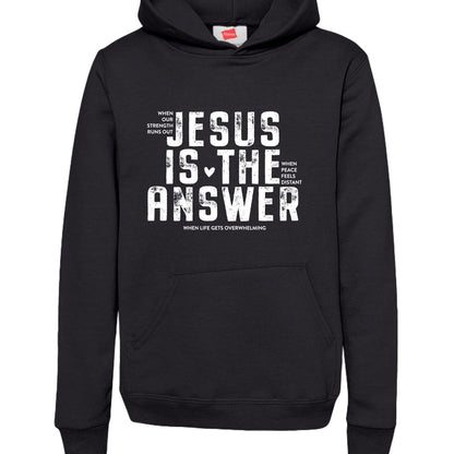 Jesus Is The Answer Youth Christian Pullover Hooded Sweatshirt - ClaimedbyGodDesigns