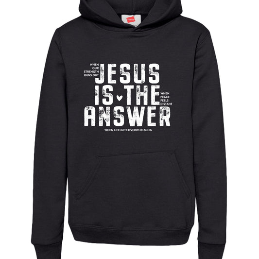 Jesus Is The Answer Youth Christian Pullover Hooded Sweatshirt - ClaimedbyGodDesigns