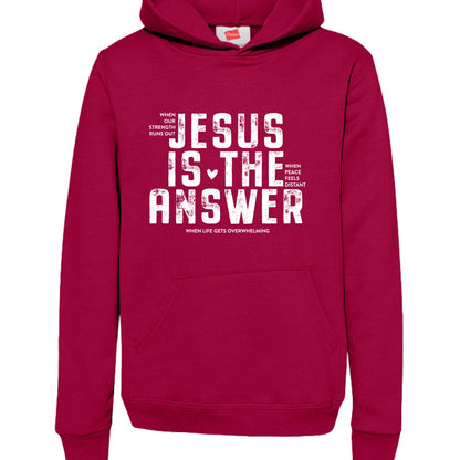 Jesus Is The Answer Youth Christian Pullover Hooded Sweatshirt - ClaimedbyGodDesigns