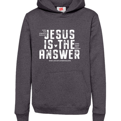 Jesus Is The Answer Youth Christian Pullover Hooded Sweatshirt - ClaimedbyGodDesigns