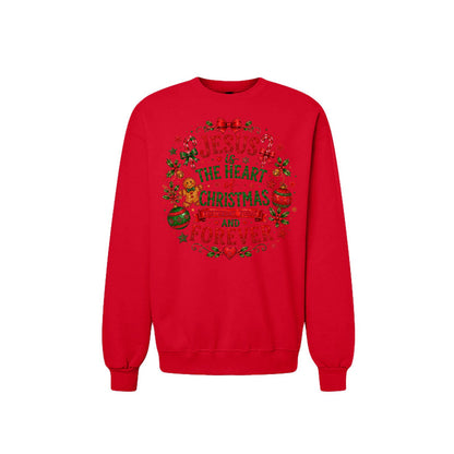 Jesus Is The Heart Of Christmas Unisex Christian Christmas Pullover Sweatshirt - ClaimedbyGodDesigns