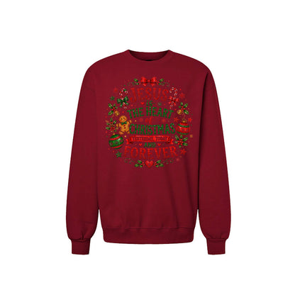 Jesus Is The Heart Of Christmas Unisex Christian Christmas Pullover Sweatshirt - ClaimedbyGodDesigns