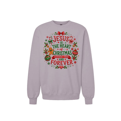 Jesus Is The Heart Of Christmas Unisex Christian Christmas Pullover Sweatshirt - ClaimedbyGodDesigns