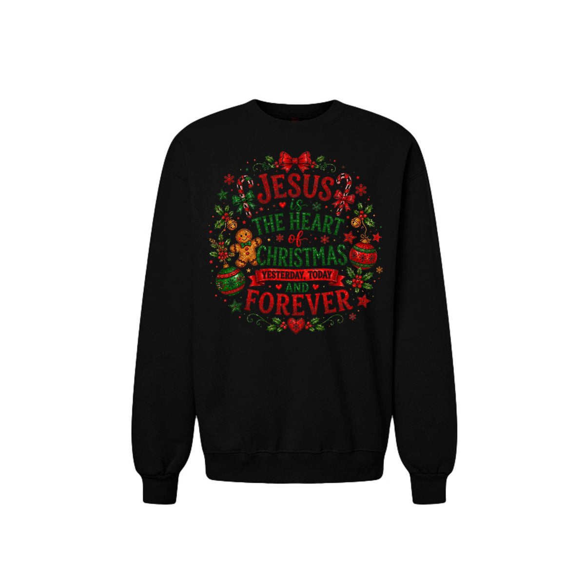 Jesus Is The Heart Of Christmas Unisex Christian Christmas Pullover Sweatshirt - ClaimedbyGodDesigns