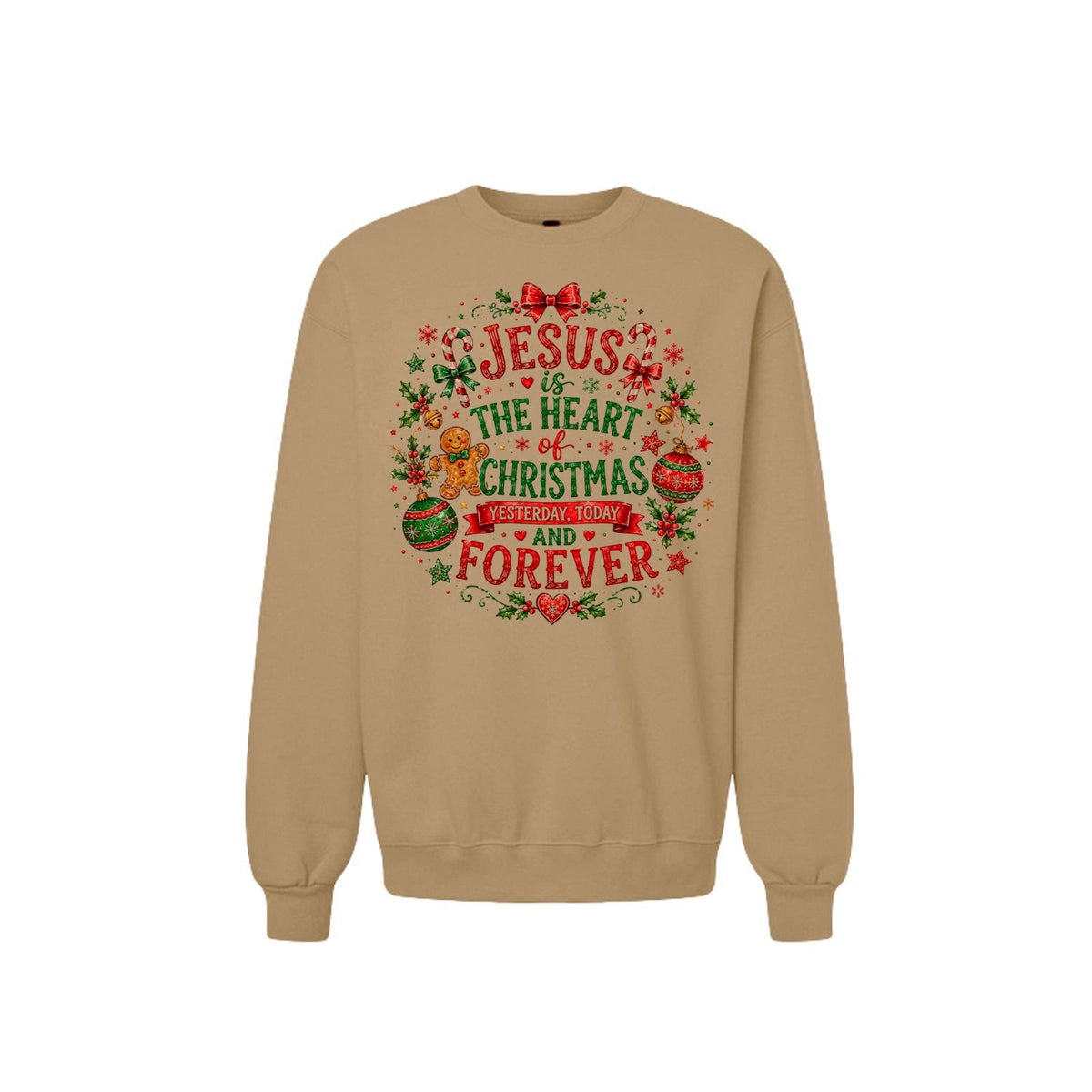 Jesus Is The Heart Of Christmas Unisex Christian Christmas Pullover Sweatshirt - ClaimedbyGodDesigns