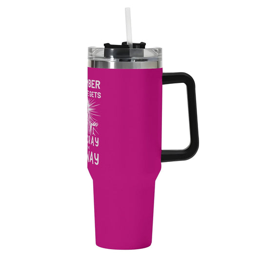 Jesus Is The Way Way 40oz Stainless Steel Christian Tumbler Gift With Black Handle and Straw - ClaimedbyGodDesigns