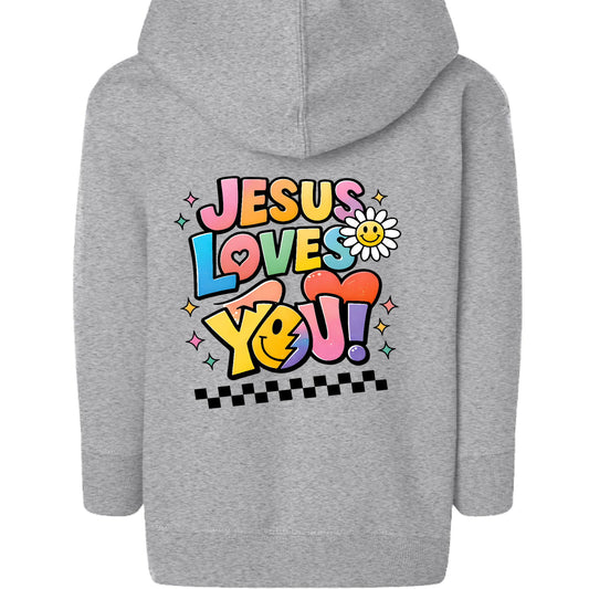 Jesus Loves Me Toddler Christian Full - Zip Hooded Sweatshirt - ClaimedbyGodDesigns