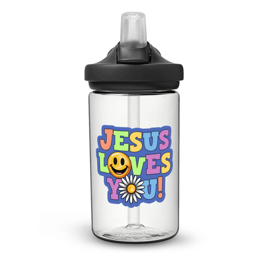 Jesus Loves You Christian Kids Water Bottle - ClaimedbyGodDesigns