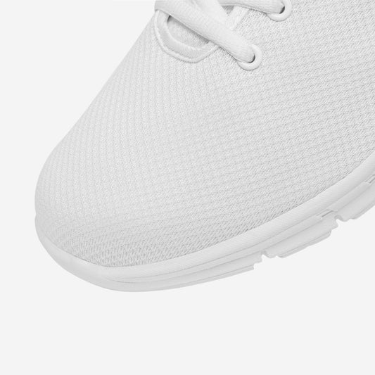 Jesus Powered Unisex Christian Classic Lightweight Mesh Sneakers - White/Black - ClaimedbyGodDesigns