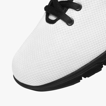 Jesus Powered Unisex Christian Classic Lightweight Mesh Sneakers - White/Black - ClaimedbyGodDesigns