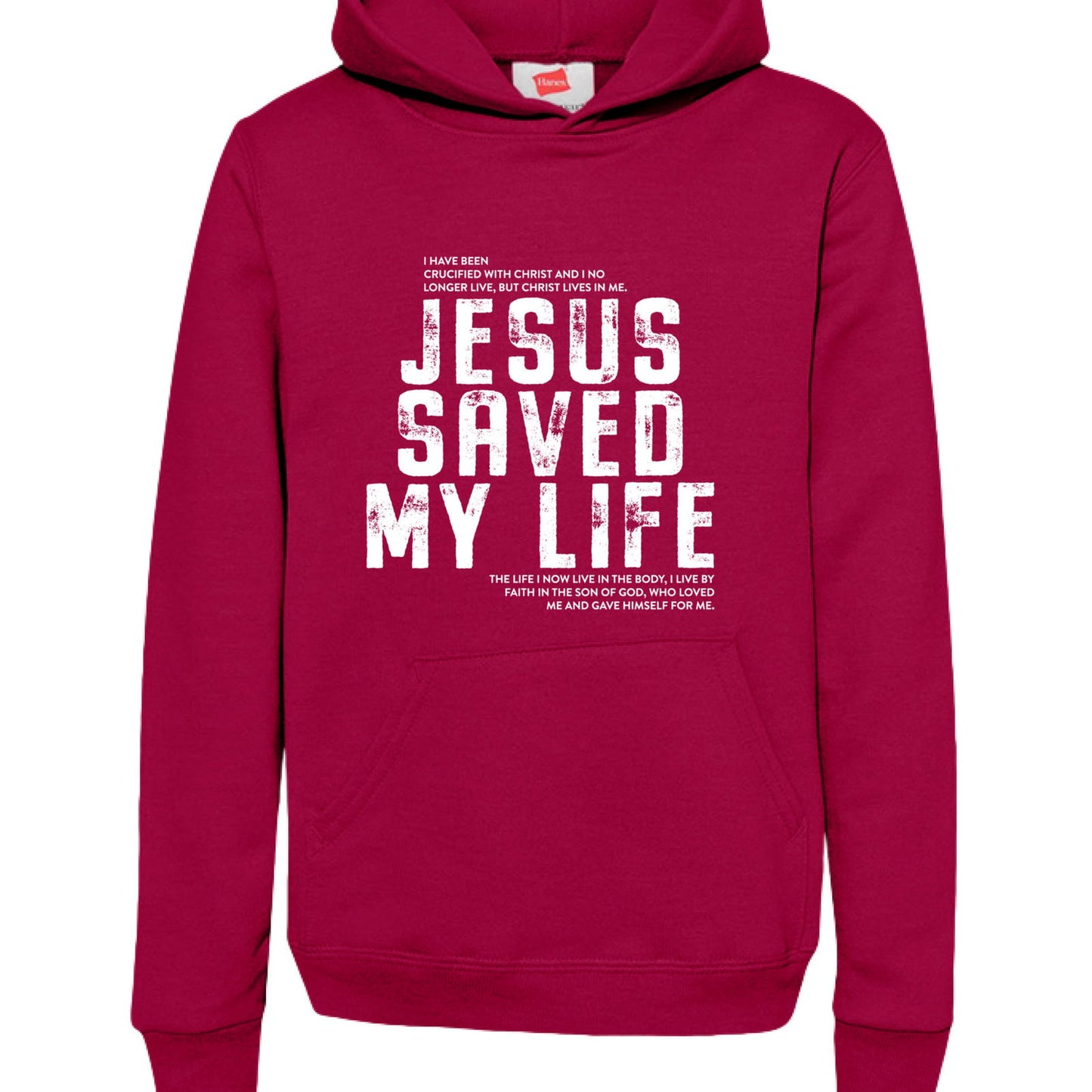 Jesus Saved My Life Youth Christian Pullover Hooded Sweatshirt - ClaimedbyGodDesigns