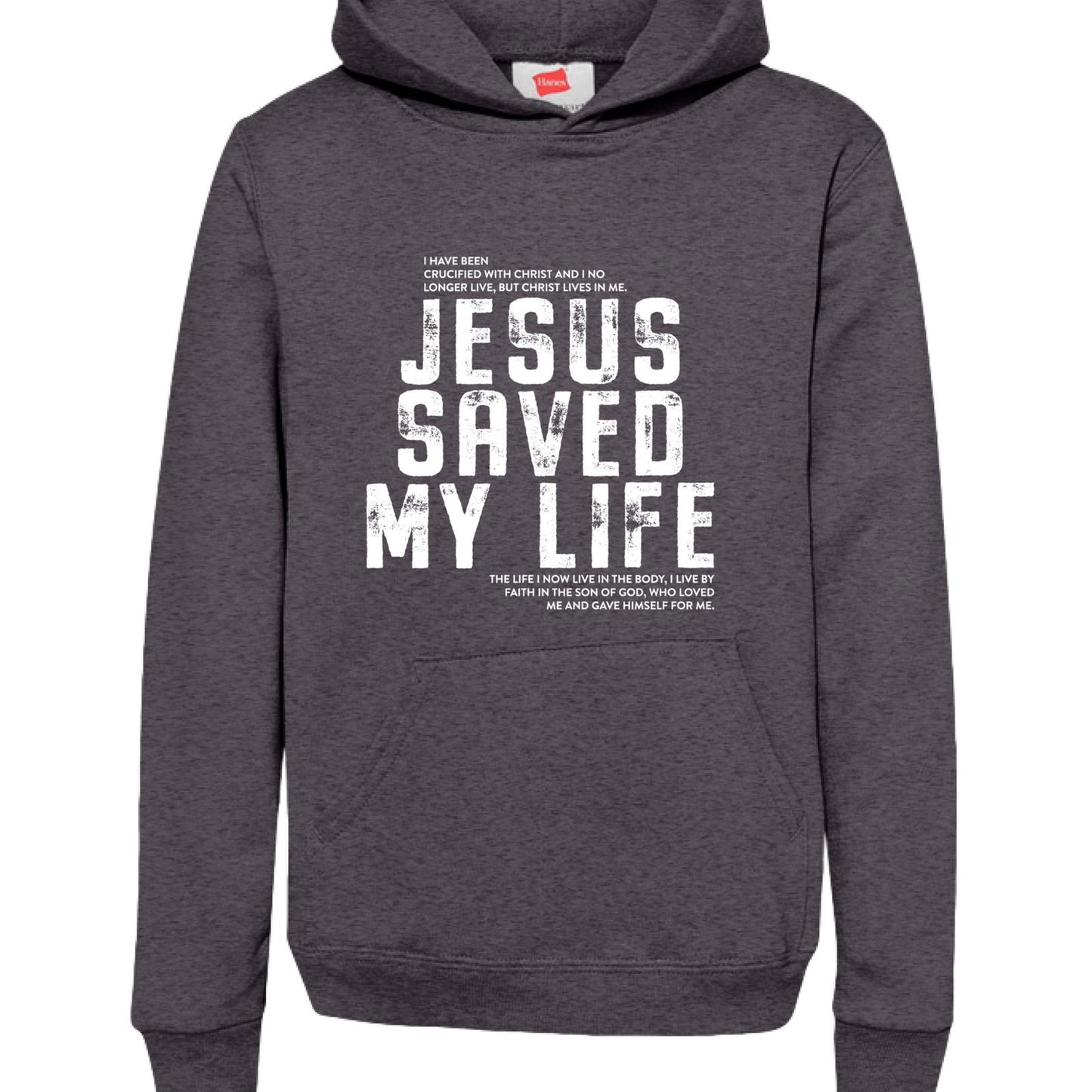 Jesus Saved My Life Youth Christian Pullover Hooded Sweatshirt - ClaimedbyGodDesigns