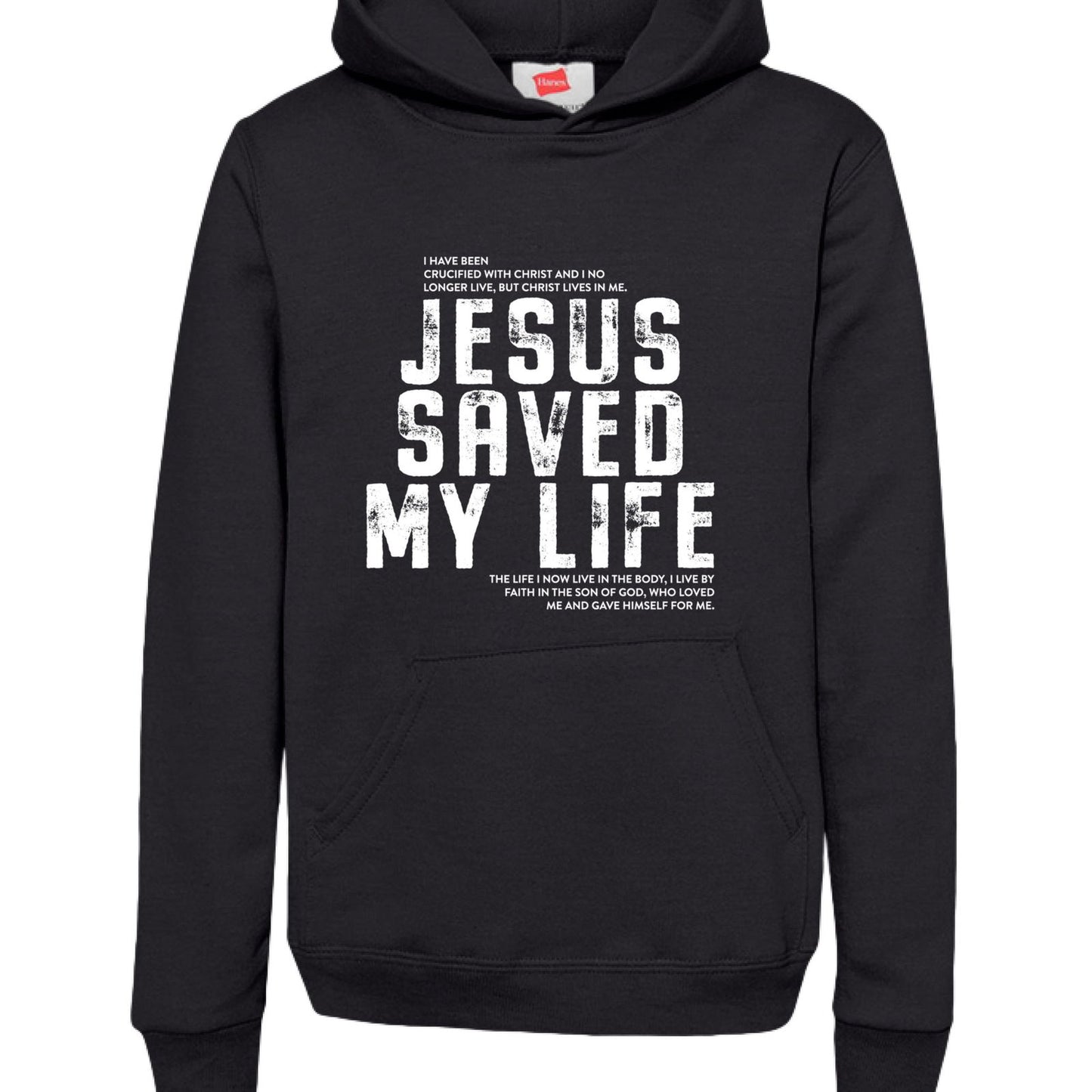 Jesus Saved My Life Youth Christian Pullover Hooded Sweatshirt - ClaimedbyGodDesigns