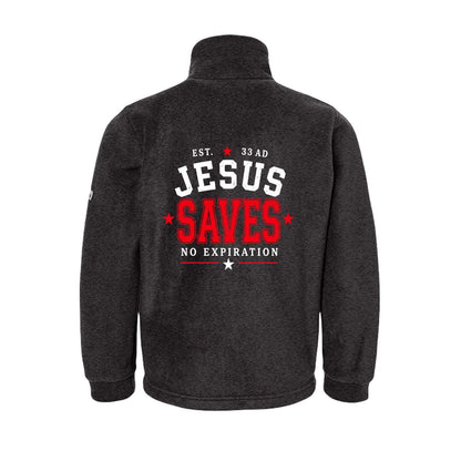 Jesus Saves Premium Youth Christian Full-Zip Fleece Jacket - ClaimedbyGodDesigns