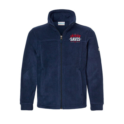 Jesus Saves Premium Youth Christian Full-Zip Fleece Jacket - ClaimedbyGodDesigns