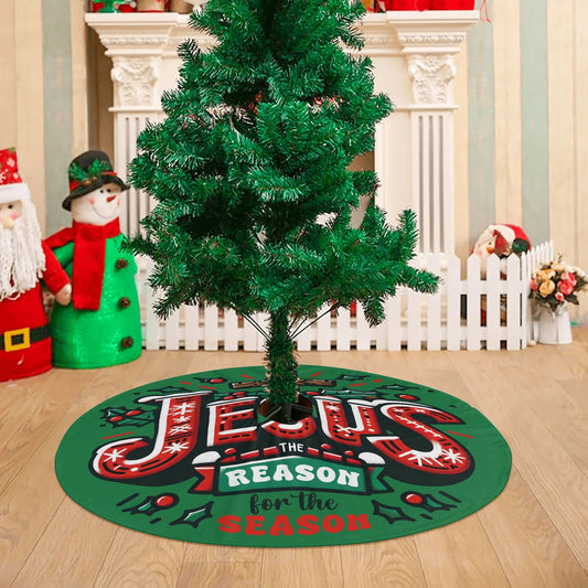 Jesus The Reason For the Season Christian Christmas Tree Skirt - ClaimedbyGodDesigns