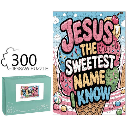 Jesus The Sweetest Name I Know Christian Vertical Wooden Puzzle - ClaimedbyGodDesigns