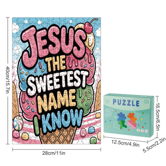 Jesus The Sweetest Name I Know Christian Vertical Wooden Puzzle - ClaimedbyGodDesigns