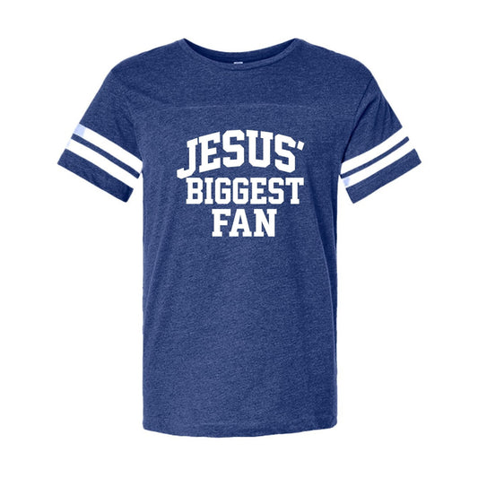 Jesus' Biggest Fan Men's Christian Football Fine Jersey T-shirt - ClaimedbyGodDesigns