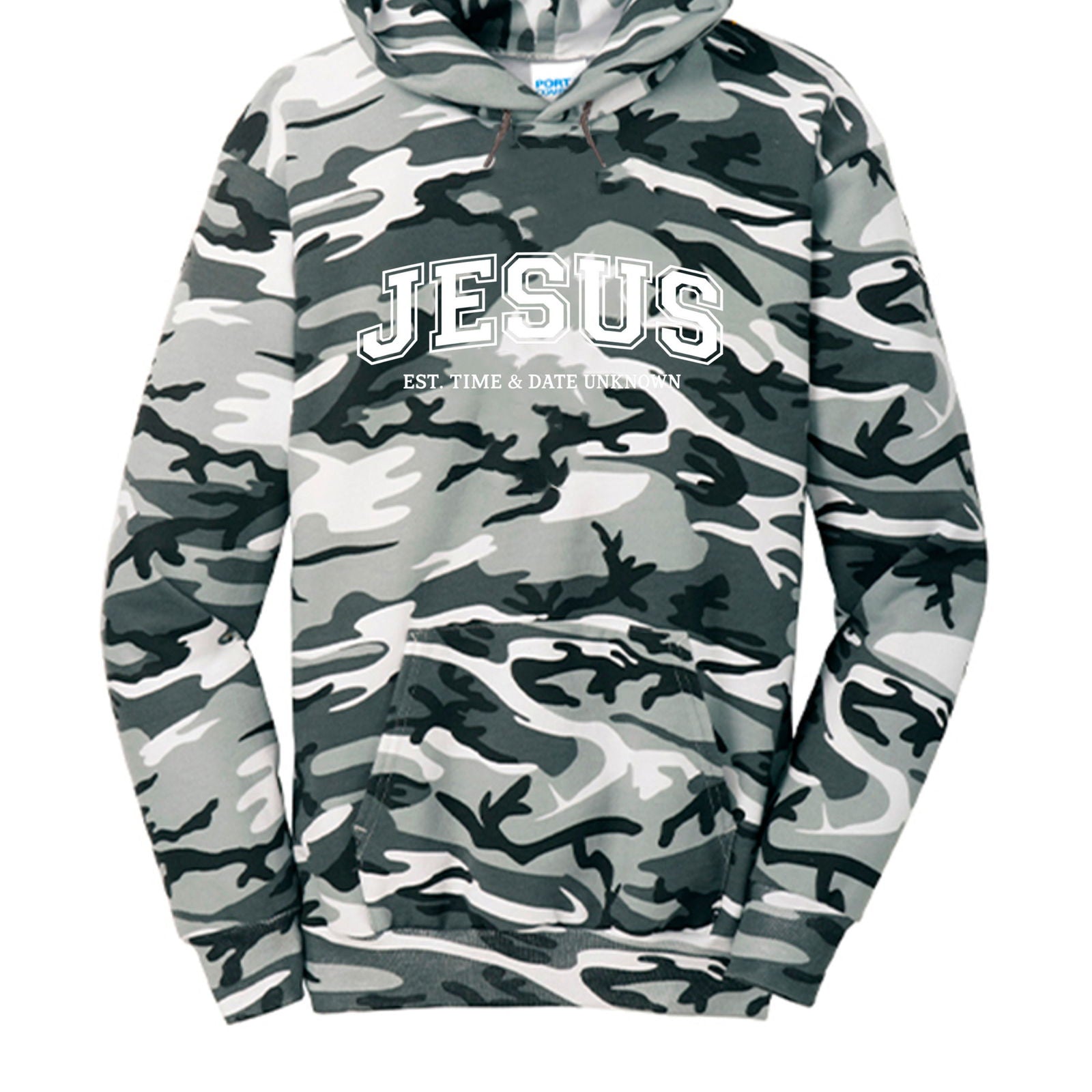 Jesus est Time And Date Unknown Unisex Christian Camo Pullover Hooded Sweatshirt - ClaimedbyGodDesigns