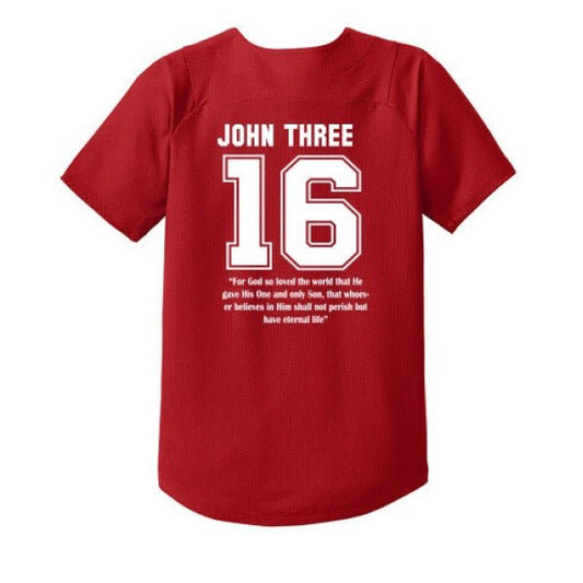 John 3 16 He So Loved Youth Christian Full-Button Jersey - ClaimedbyGodDesigns