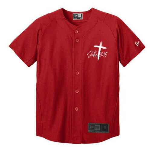 John 3 16 He So Loved Youth Christian Full-Button Jersey - ClaimedbyGodDesigns