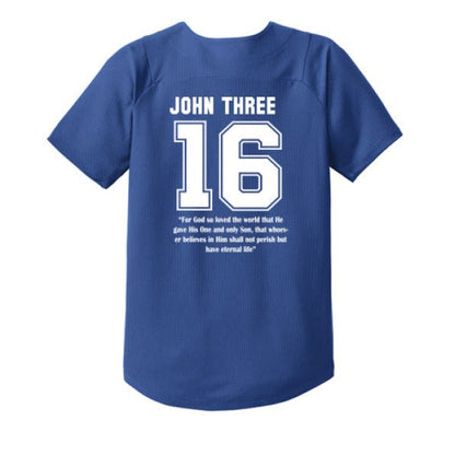 John 3 16 He So Loved Youth Christian Full-Button Jersey - ClaimedbyGodDesigns