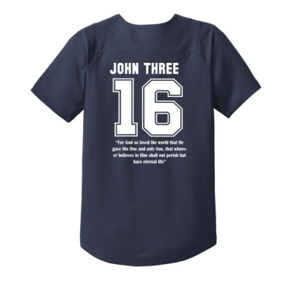 John 3 16 He So Loved Youth Christian Full-Button Jersey - ClaimedbyGodDesigns