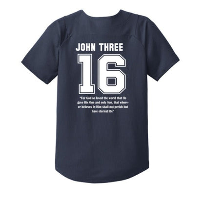 John 3 16 He So Loved Youth Christian Full-Button Jersey - ClaimedbyGodDesigns