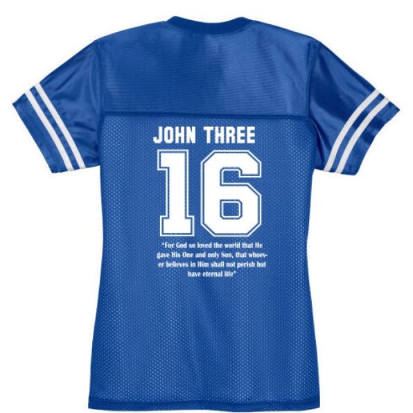 John 3 16 He So loved Women's Christian Jersey - ClaimedbyGodDesigns