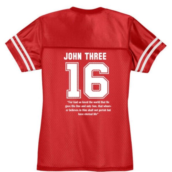 John 3 16 He So loved Women's Christian Jersey - ClaimedbyGodDesigns