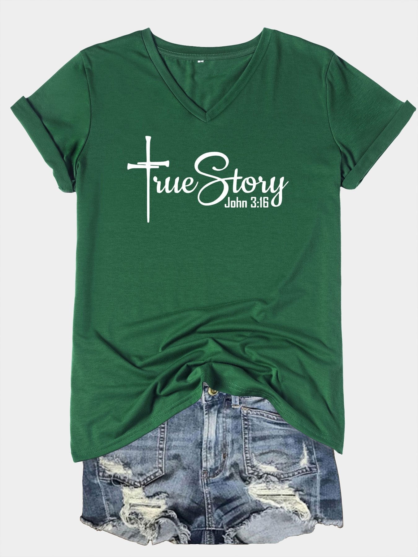 John 3:16 True Story Women's Christian T-shirt - ClaimedbyGodDesigns