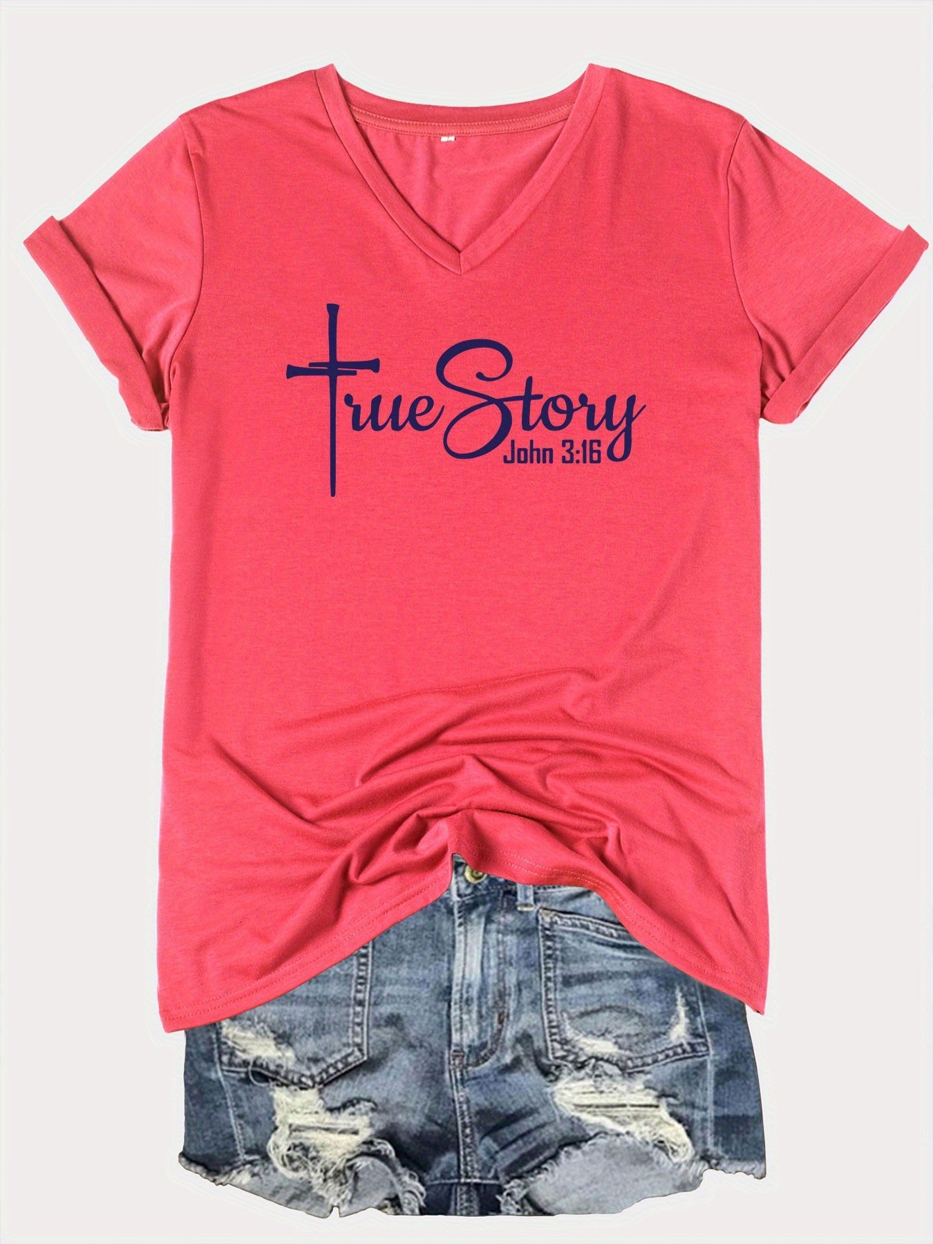 John 3:16 True Story Women's Christian T-shirt - ClaimedbyGodDesigns