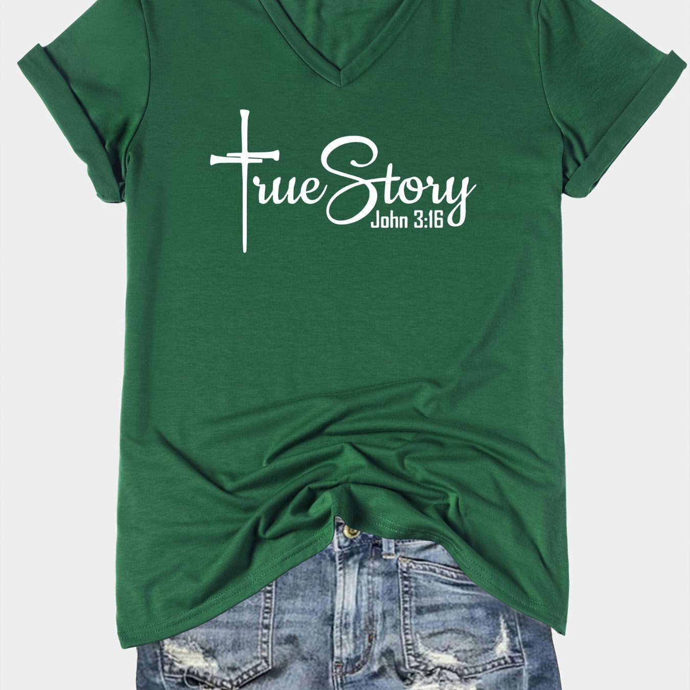 John 3:16 True Story Women's Christian T-shirt - ClaimedbyGodDesigns