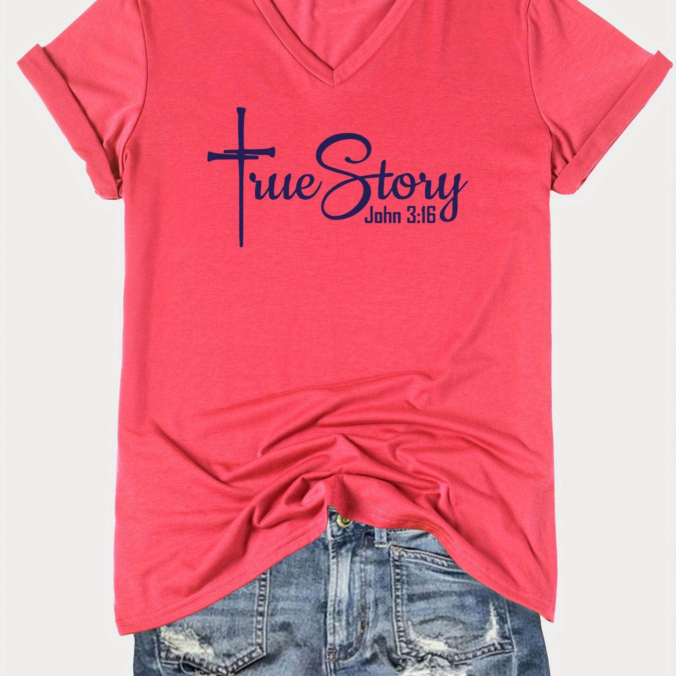 John 3:16 True Story Women's Christian T-shirt - ClaimedbyGodDesigns